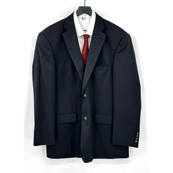 PAUL FREDRICK jacket blazer sport coat wool year round two button black 46L - Picture 3 of 7